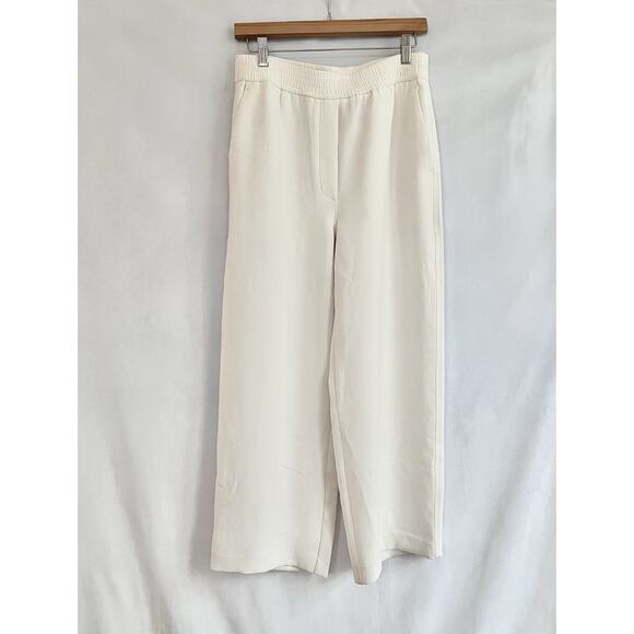 Aritzia Wilfred Wide Leg Pant MEDIUM Cream Crepe Pull On Dress Trousers Women - Picture 1 of 7
